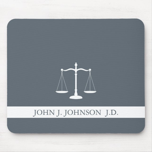 Justice Scales Custom Name Lawyer Slate Grey Mouse Mat (Front)