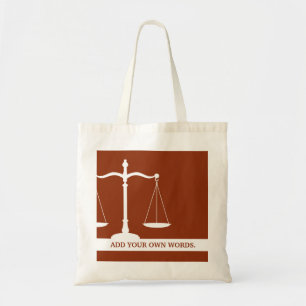 Justice Scales Custom Text Law Themed Burgundy Tote Bag