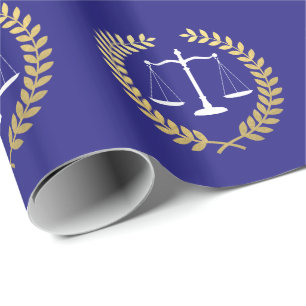 Justice Scales Faux Gold Foil Wreath Wrapping Paper