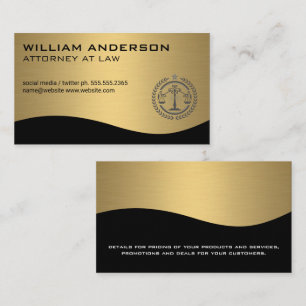 Justice Scales   Gold Metal Business Card
