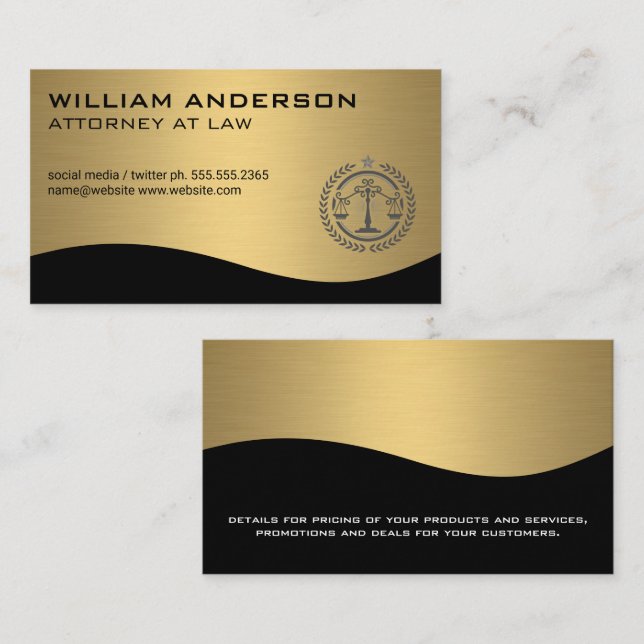 Justice Scales | Gold Metal Business Card (Front/Back)