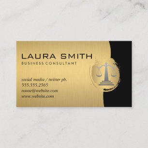 Justice Scales Gold Metallic Business Card