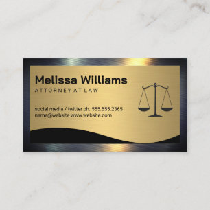 Justice Scales   Gold Metallic Business Card