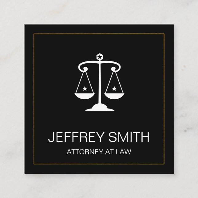 Justice Scales | Lawyer | Law Square Business Card (Front)