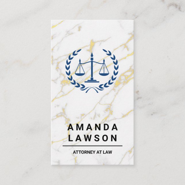 Justice Scales | Lawyer | White Marble Appointment Card (Front)