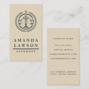 Justice Scales Logo   Attorney Business Card