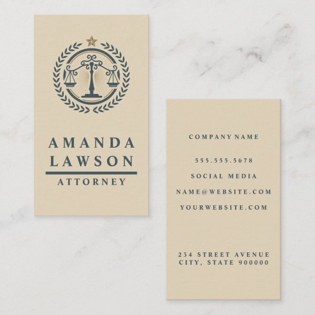 Justice Scales Logo | Attorney Business Card (Front/Back)