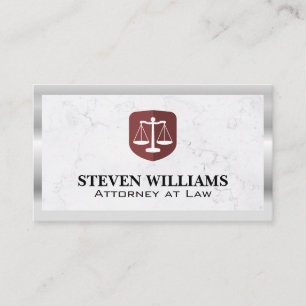 Justice Scales   Marble   Metal Border Business Card