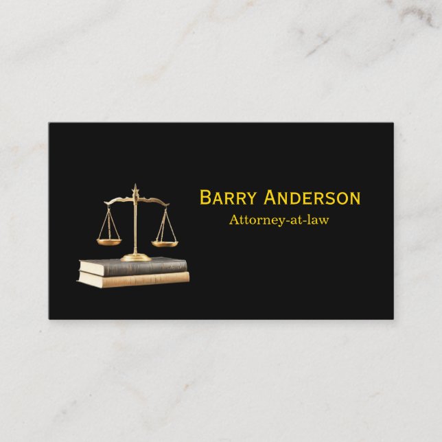 Justice Scales on Books -- Attorney Business Card (Front)