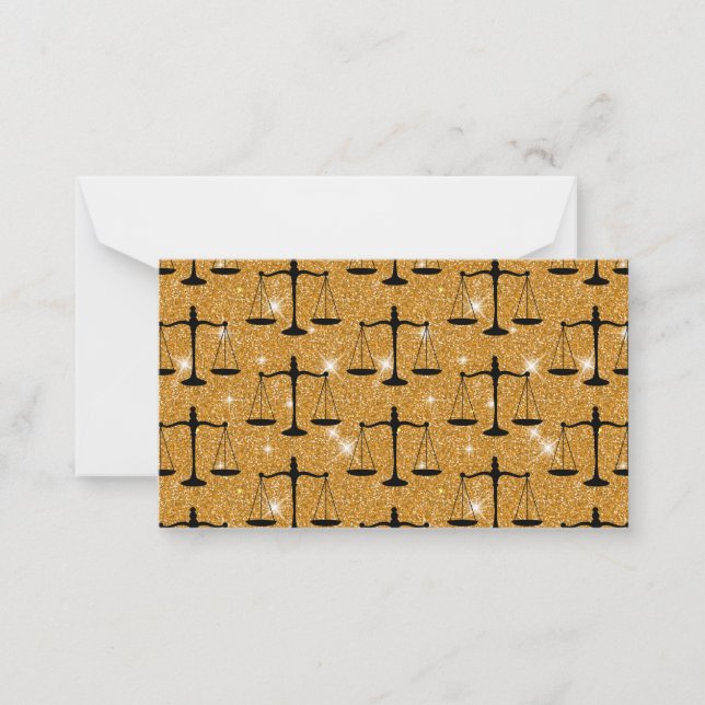 Justice Symbol Balanced Scales Golden Glitter Card (Front)