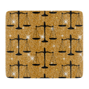 Justice Symbol Balanced Scales Golden Glitter Cutting Board