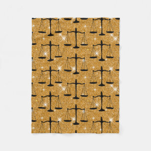 Justice Symbol Balanced Scales Golden Glitter Fleece Blanket