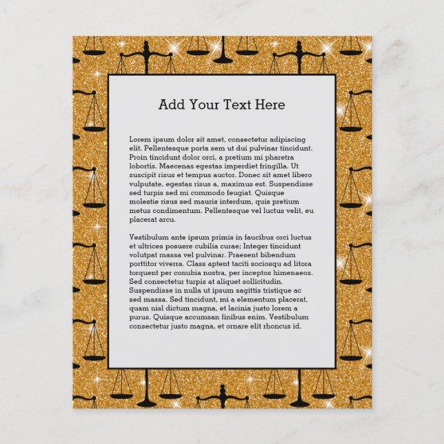 Justice Symbol Balanced Scales Golden Glitter Flyer (Front)