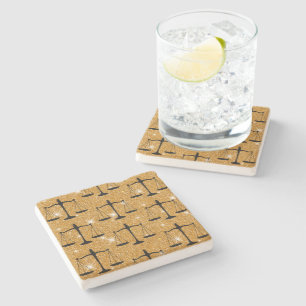 Justice Symbol Balanced Scales Golden Glitter Stone Coaster