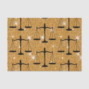 Justice Symbol Balanced Scales Golden Glitter Tissue Paper