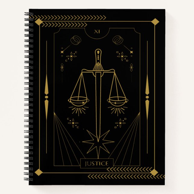 Justice Tarot card art Notebook (Front)