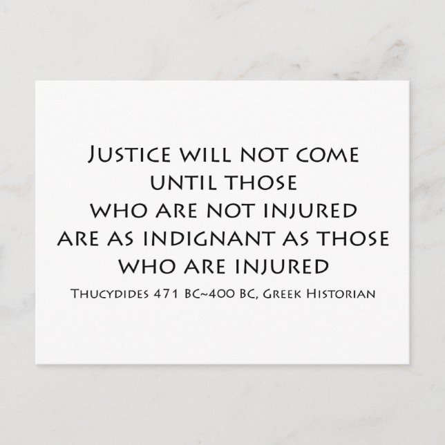 "Justice will not come..." Postcard (Front)