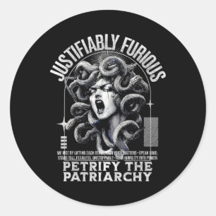 Justifiably Furious Medusa Greek Mythology Feminis Classic Round Sticker