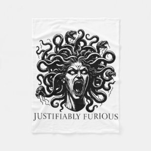 Justifiably Furious Medusa Greek Mythology Feminis Fleece Blanket