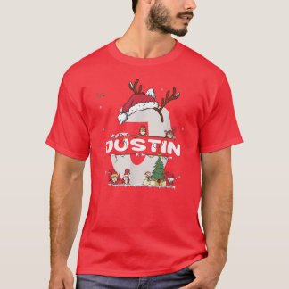 Justin Christmas  w Justin Name for funny Xmas  T-Shirt