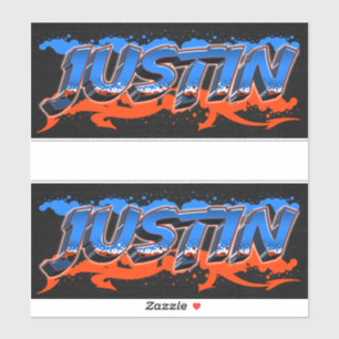 Justin First Name Graffiti Sticker