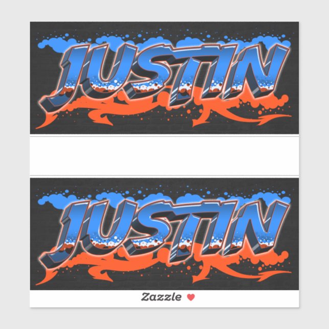 Justin First Name Graffiti Sticker (Sheet)