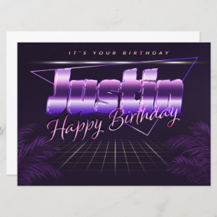 Justin Name First name pura retro card Birthday