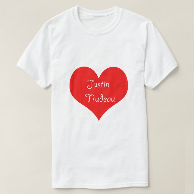 Justin Trudeau Canada Cute Heart Design Red White T-Shirt (Design Front)