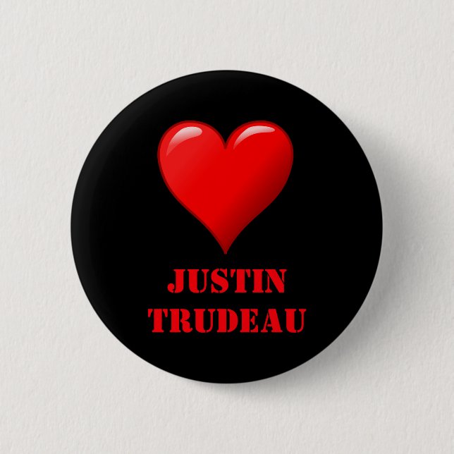 Justin Trudeau Cute Red Heart Love Red White Cool  6 Cm Round Badge (Front)