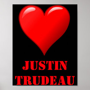 Justin Trudeau Cute Red Heart Love Red White Cool  Poster