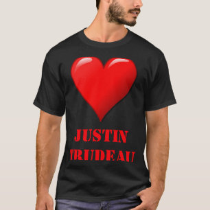 Justin Trudeau Cute Red Heart Love Red White Cool  T-Shirt
