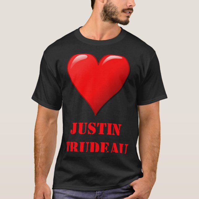 Justin Trudeau Cute Red Heart Love Red White Cool  T-Shirt (Front)