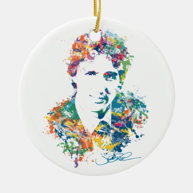 Justin Trudeau Digital Art Ceramic Tree Decoration (Front)