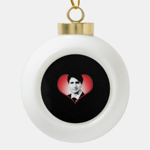 Justin Trudeau Heart -.png Ceramic Ball Christmas Ornament