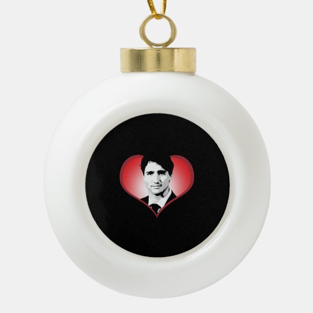 Justin Trudeau Heart -.png Ceramic Ball Christmas Ornament (Front)