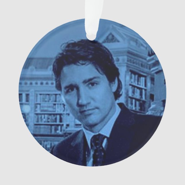 Justin Trudeau portrait 2014 in blue Ornament (Front)