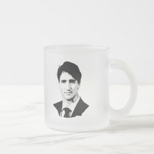 Justin Trudeau Portrait Frosted Glass Coffee Mug