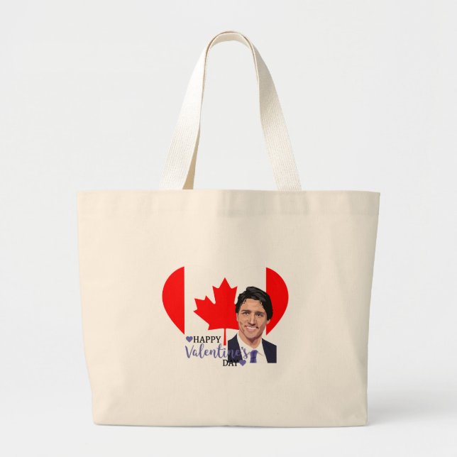 justin trudeau valentine large tote bag (Front)