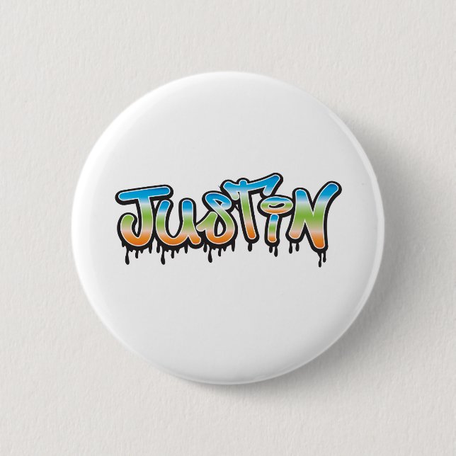 Justin Your Name graffiti 6 Cm Round Badge (Front)