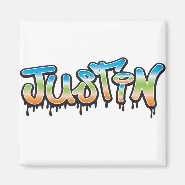 Justin Your Name graffiti Magnet (Front)