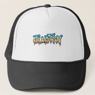 Justin Your Name graffiti Trucker Hat