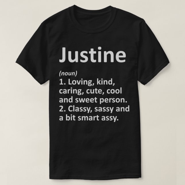 JUSTINE Definition Personalised Funny Birthday Gif T-Shirt (Design Front)