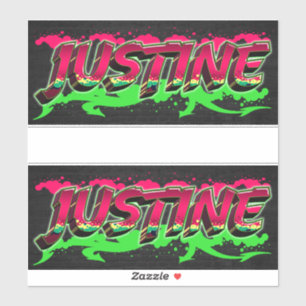 Justine First Name Graffiti Sticker