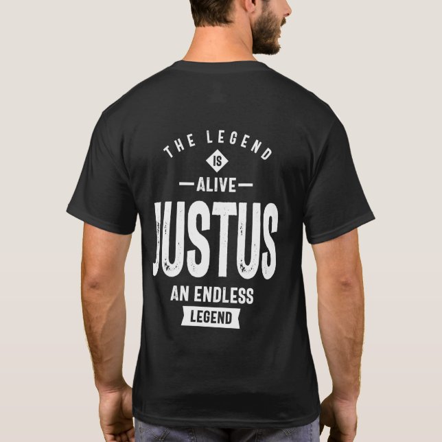 Justus Personalised Name Birthday Gift T-Shirt (Back)