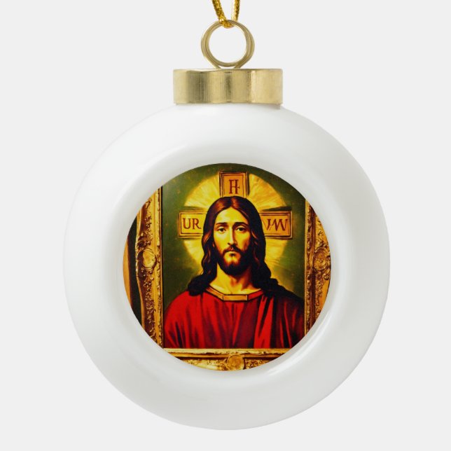 Jusus lord  ceramic ball christmas ornament (Front)