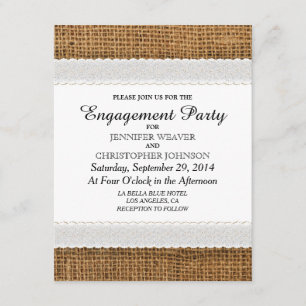 Jute and Lace Engagement Party Invitations