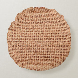 Jute bag sack beige colour brown round cushion