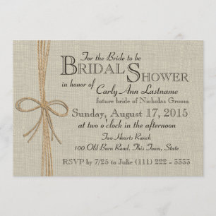 Jute Bow and Burlap Bridal Shower Invitation