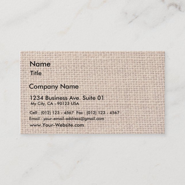 Jute Pattern Background Business Card (Front)