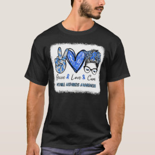 Juvenile Arthritis Awareness Blue Ribbon Peace Lov T-Shirt